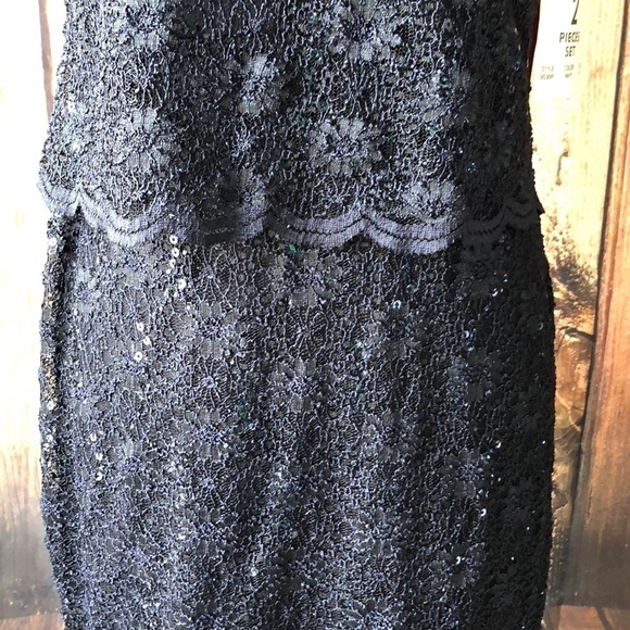 R&M Richards Navy Blue Short Sleeve Dress Long Sleeve Scalloped Cardig… - Picture 5 of 9